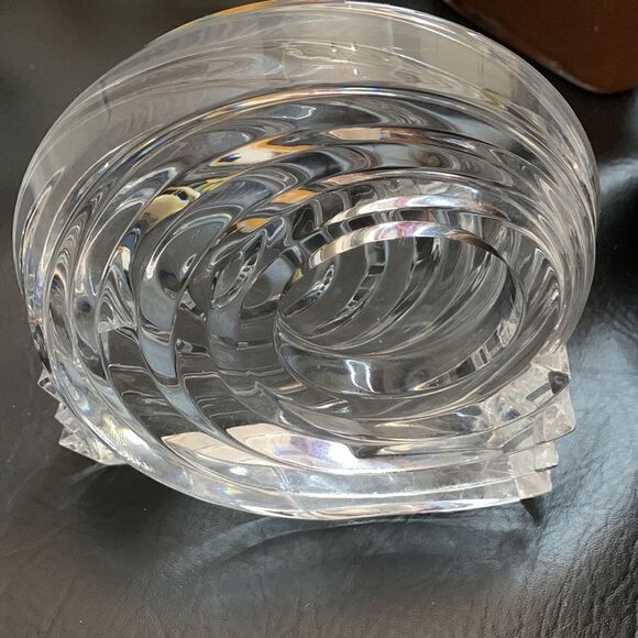 German Paper Weight Glass Spiral Swirl Candle Votive  Holder Lead Crystal Heavy - Picture 4 of 10